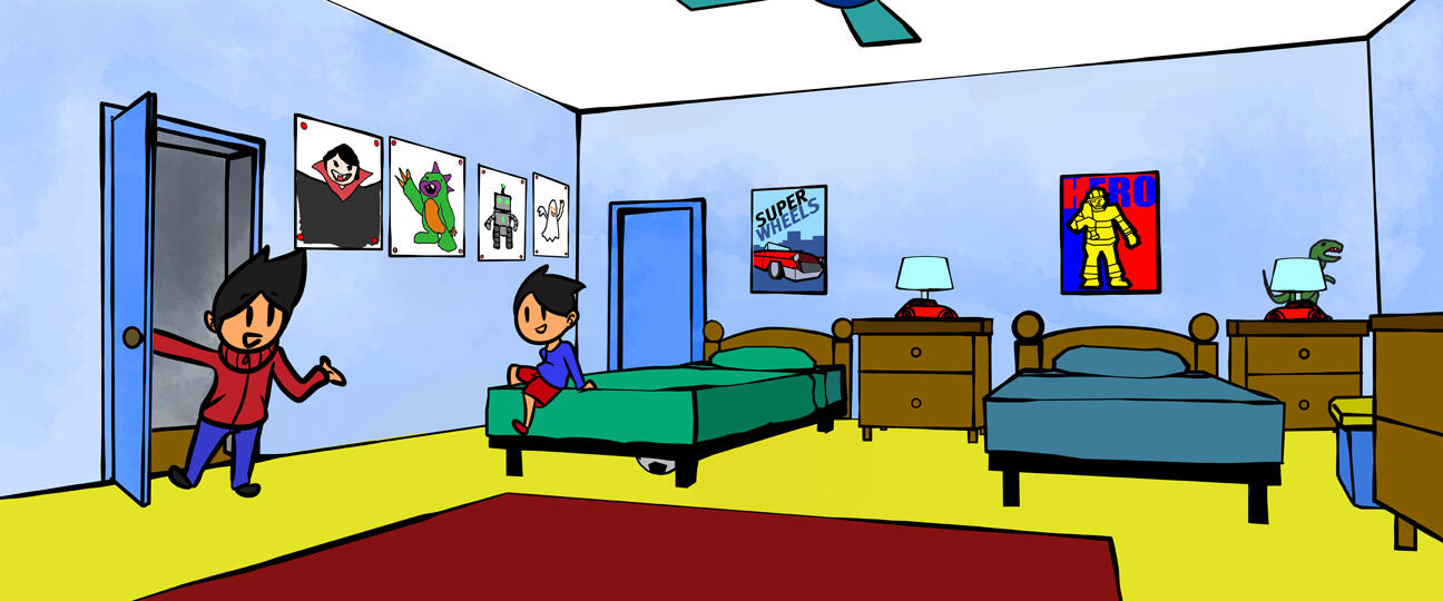 My bother's friend is coming to visit, he is bandaged from a bike accident