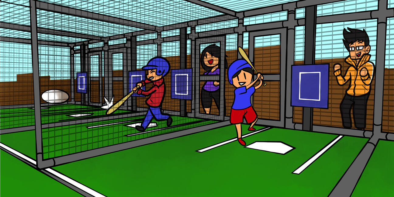 the batting cages are a nice treat after seeing the dentist